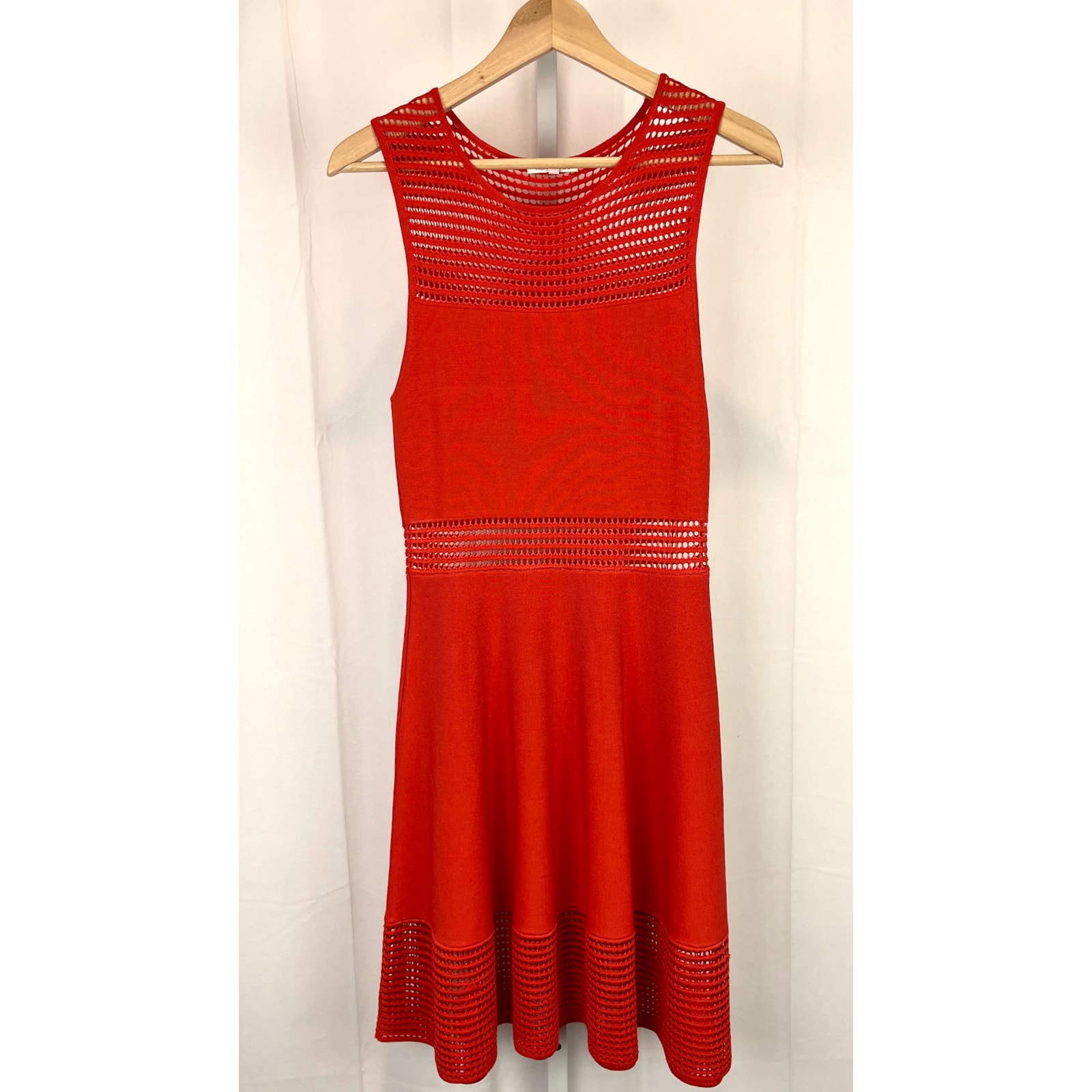 Ronny Kobo Size L Open Stitch Fit And Flare Sleeveless Dress Mabel Orange